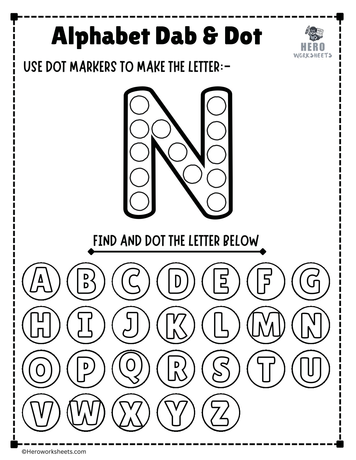 Alphabet Letter N Dab and Dot Worksheet Printable