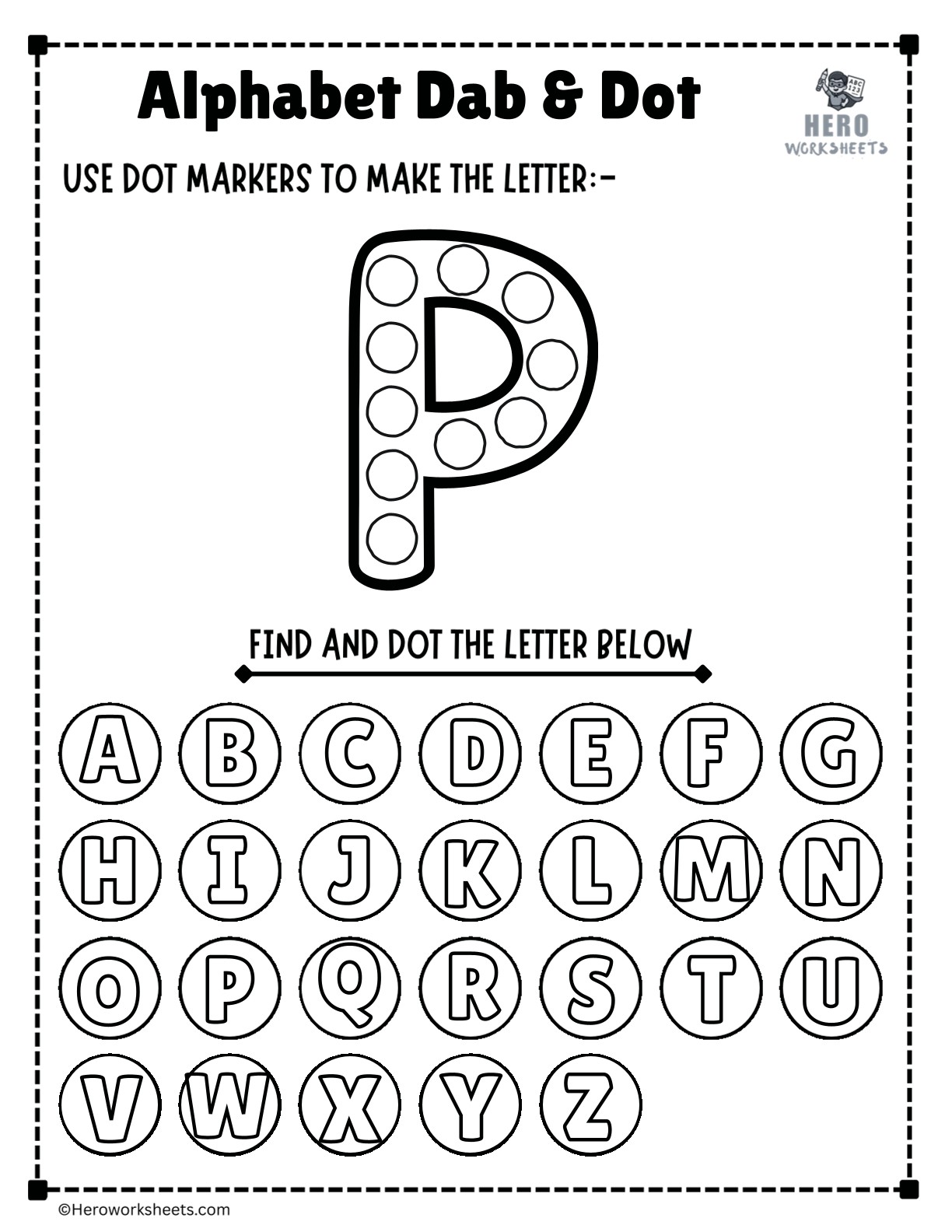 Alphabet Letter P Dab and Dot Worksheet Printable