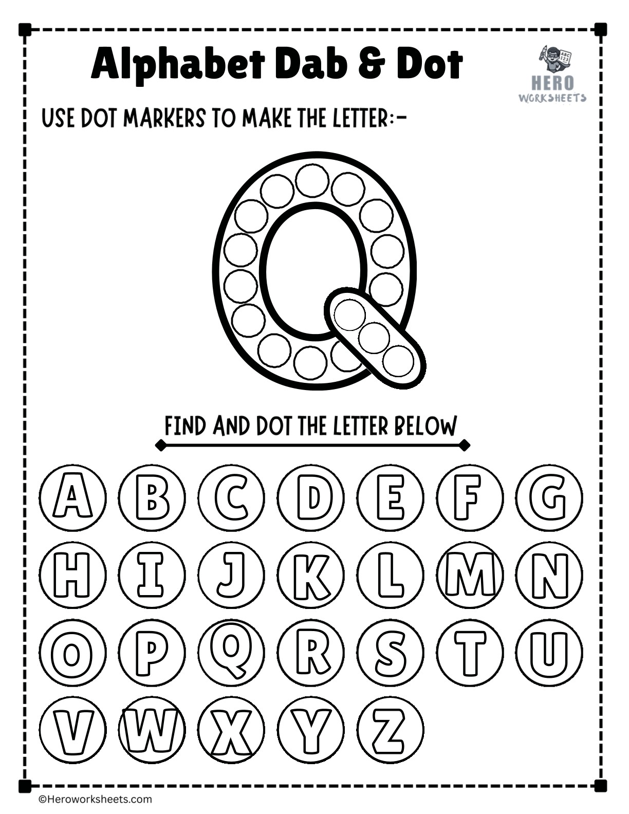 Alphabet Letter Q Dab and Dot Worksheet Printable