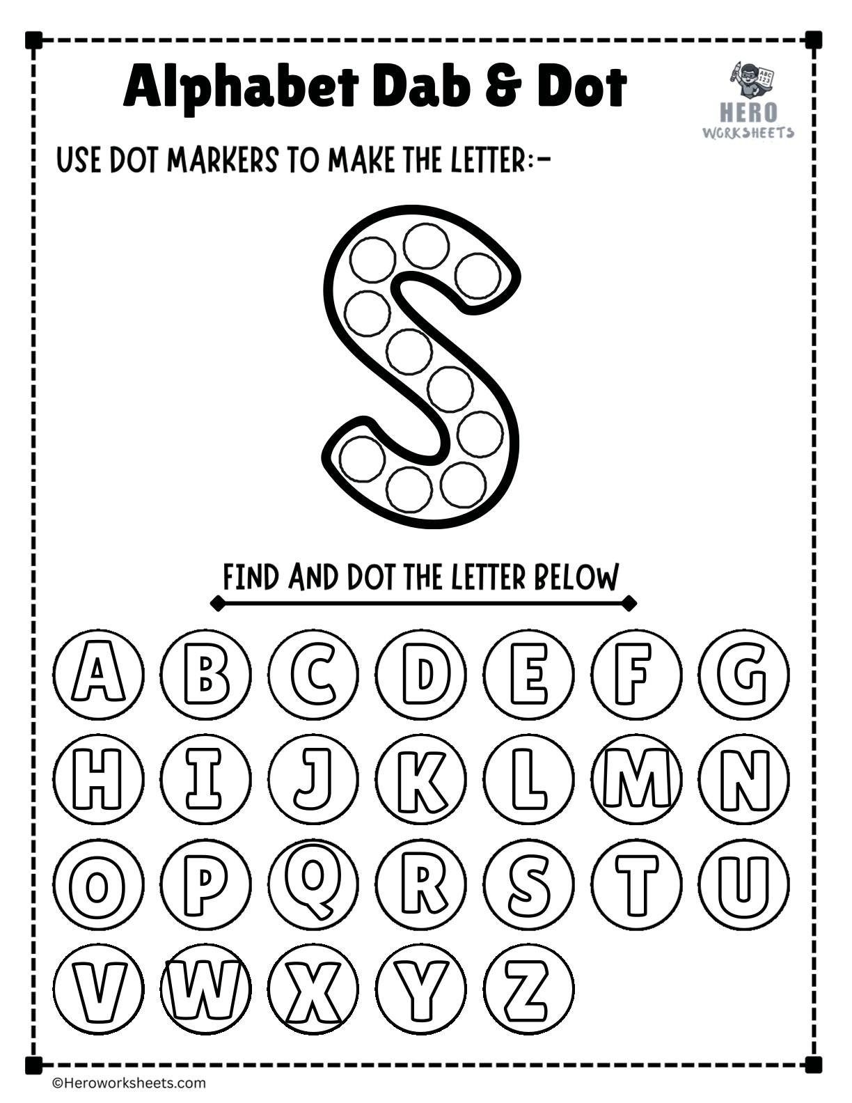 Alphabet Letter S Dab and Dot Worksheet Printable