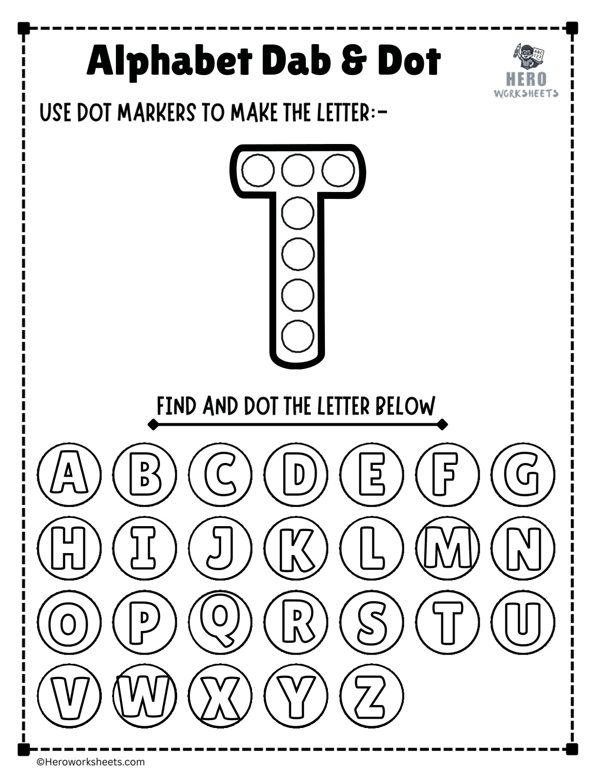 Alphabet Letter T Dab and Dot Worksheet Printable