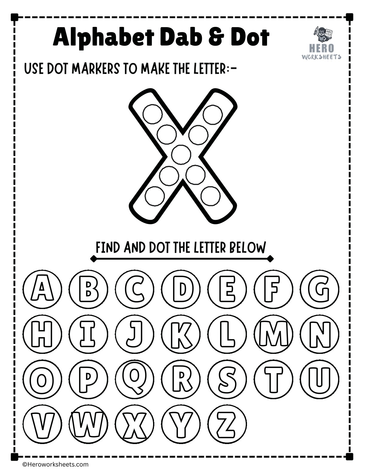 Alphabet Letter X Dab and Dot Worksheet Printable