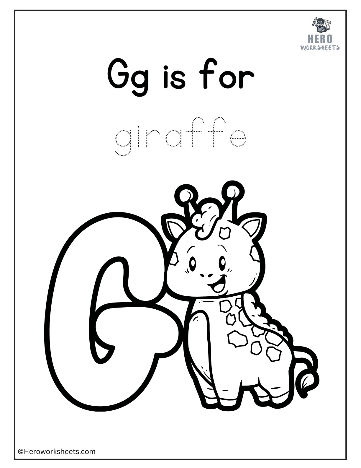 Alphabet G Coloring Printable Worksheet