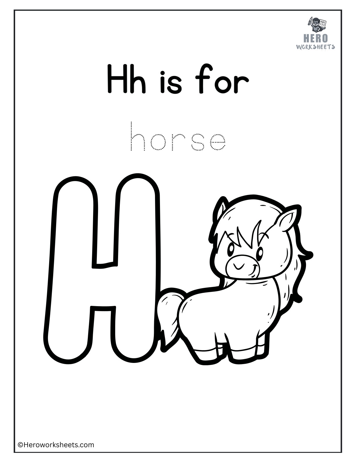 Alphabet H Coloring Printable Worksheet