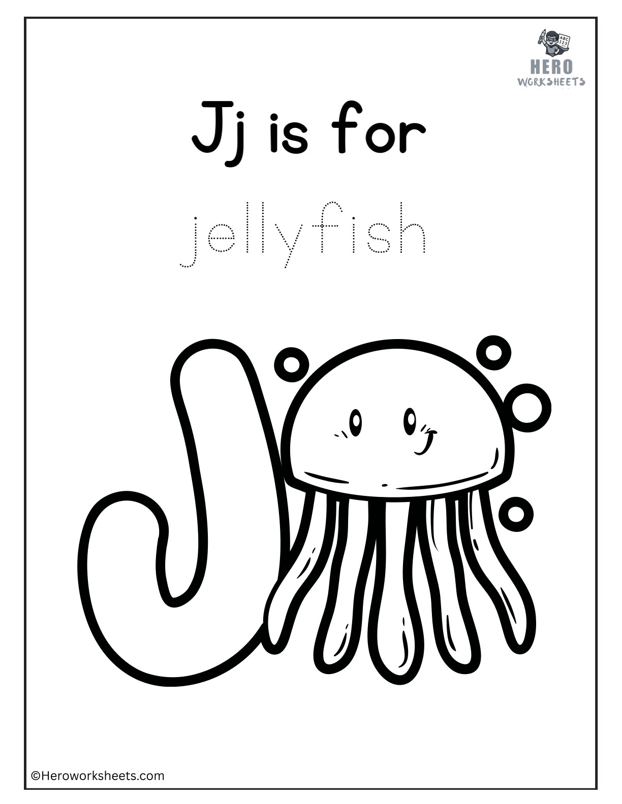 Alphabet J Coloring Printable Worksheet