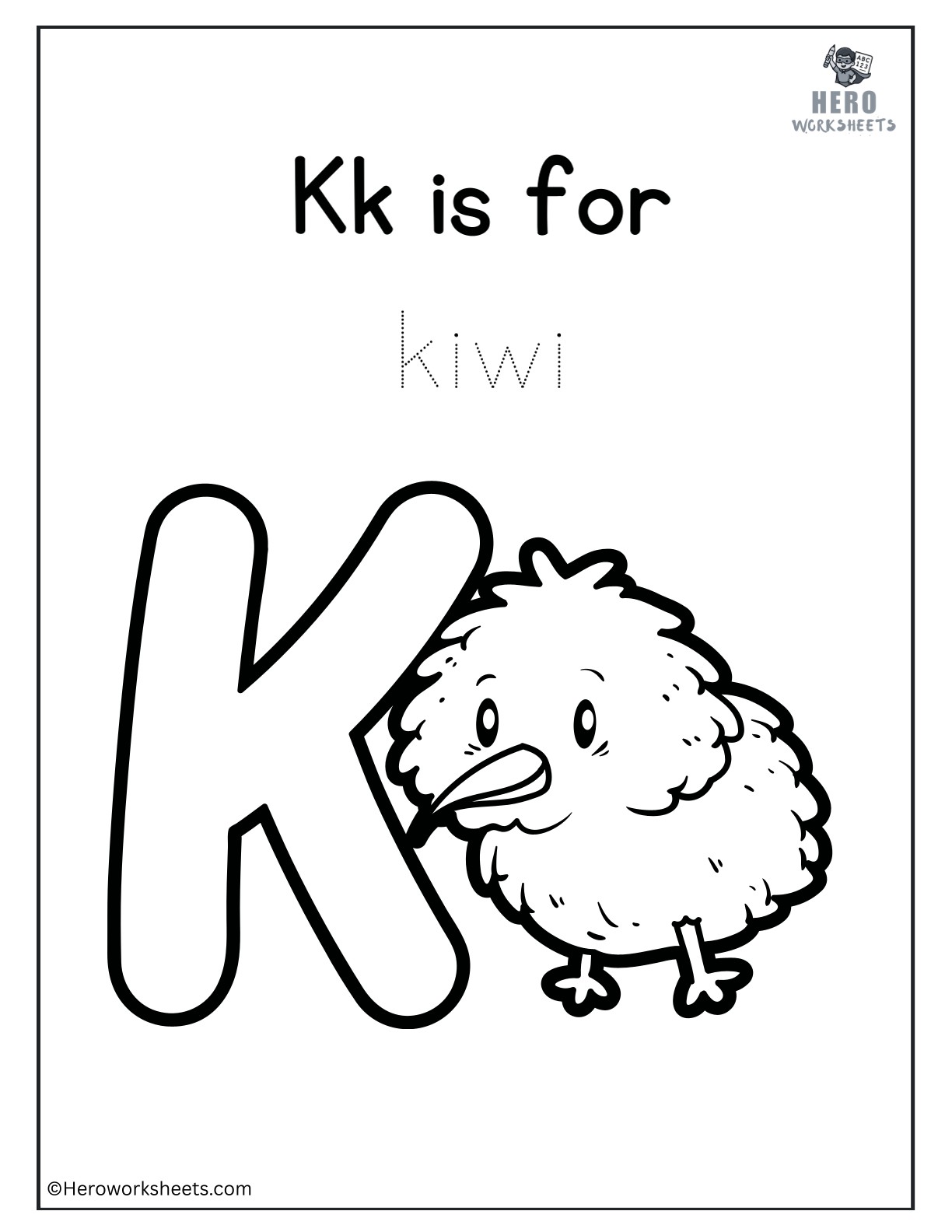Alphabet K Coloring Printable Worksheet