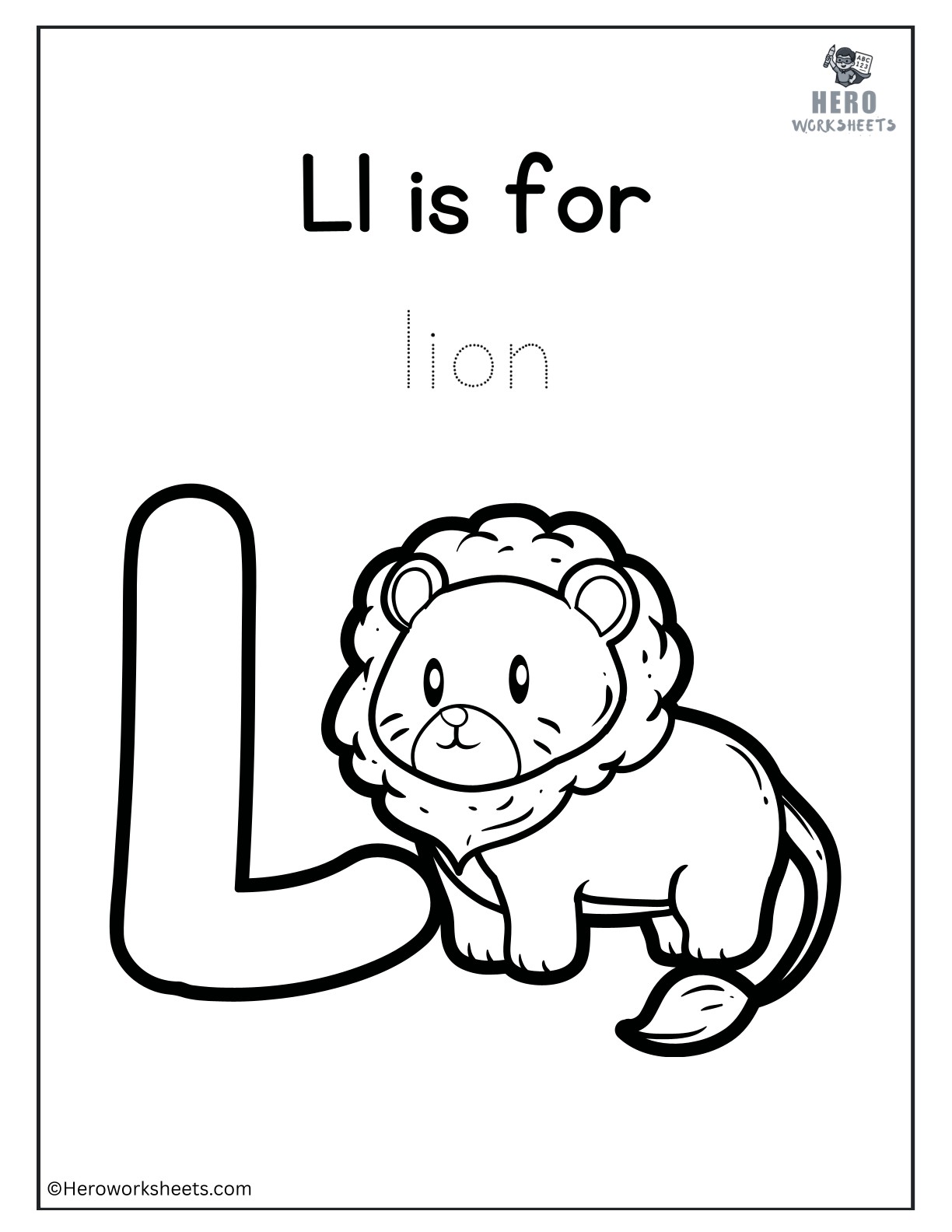 Alphabet L Coloring Printable Worksheet