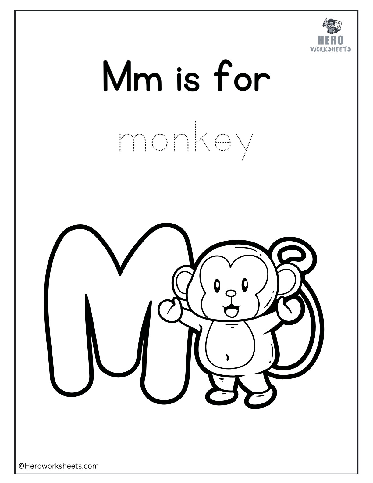 Alphabet M Coloring Printable Worksheet