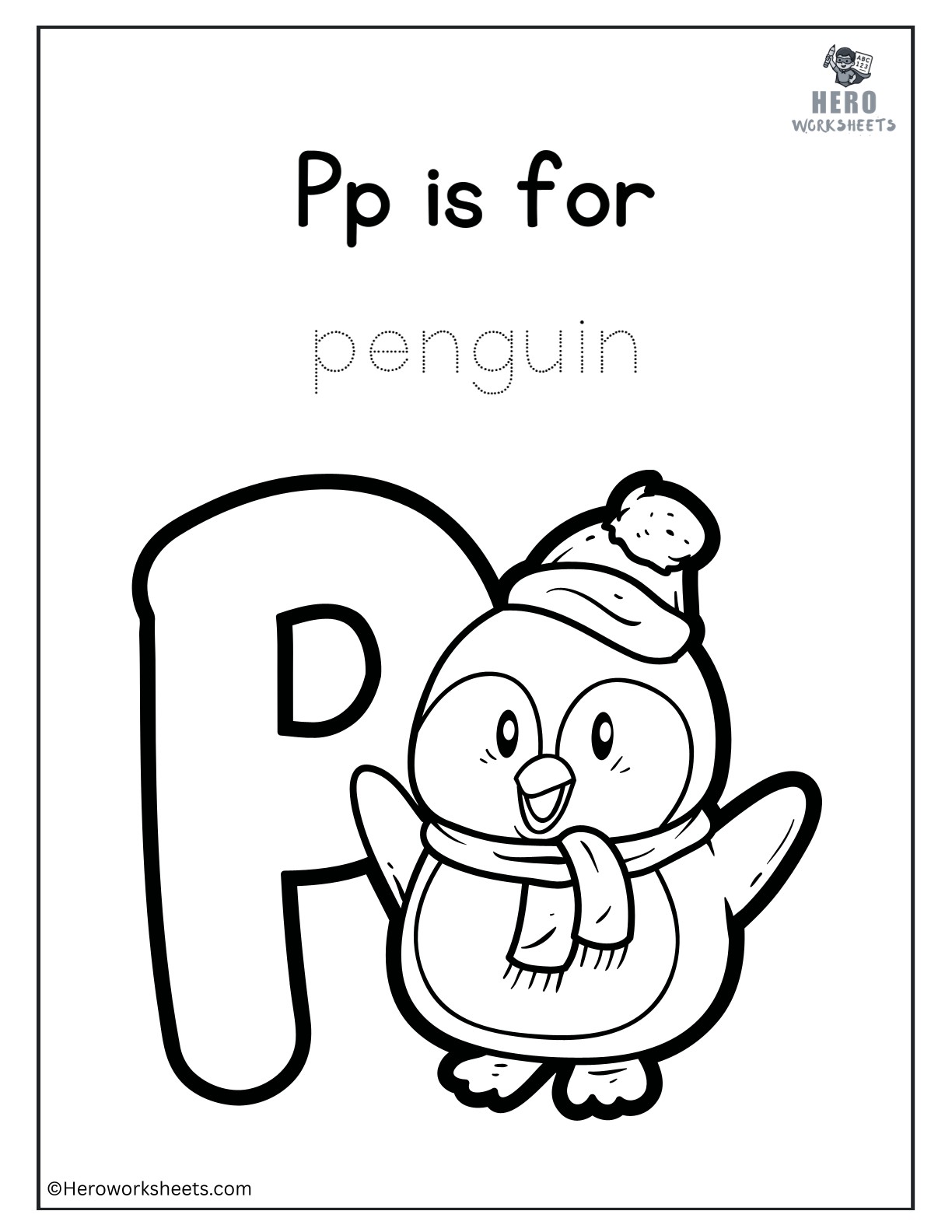 Alphabet P Coloring Printable Worksheet