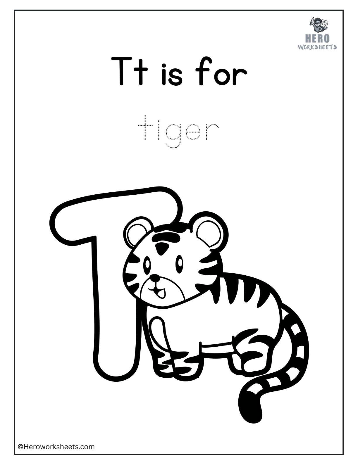 Alphabet T Coloring Printable Worksheet