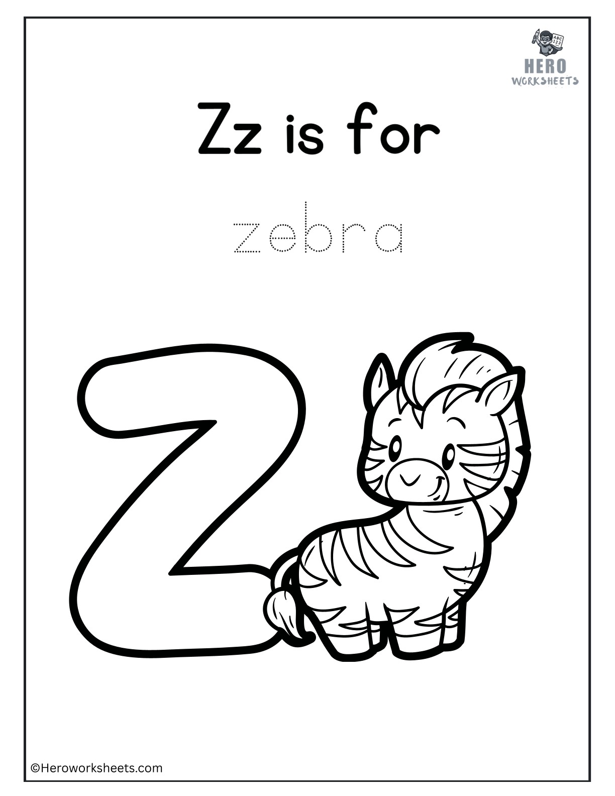 Alphabet Z Coloring Printable Worksheet
