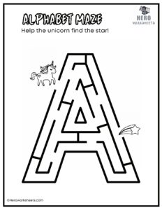 Uppercase Letter A Maze Worksheet