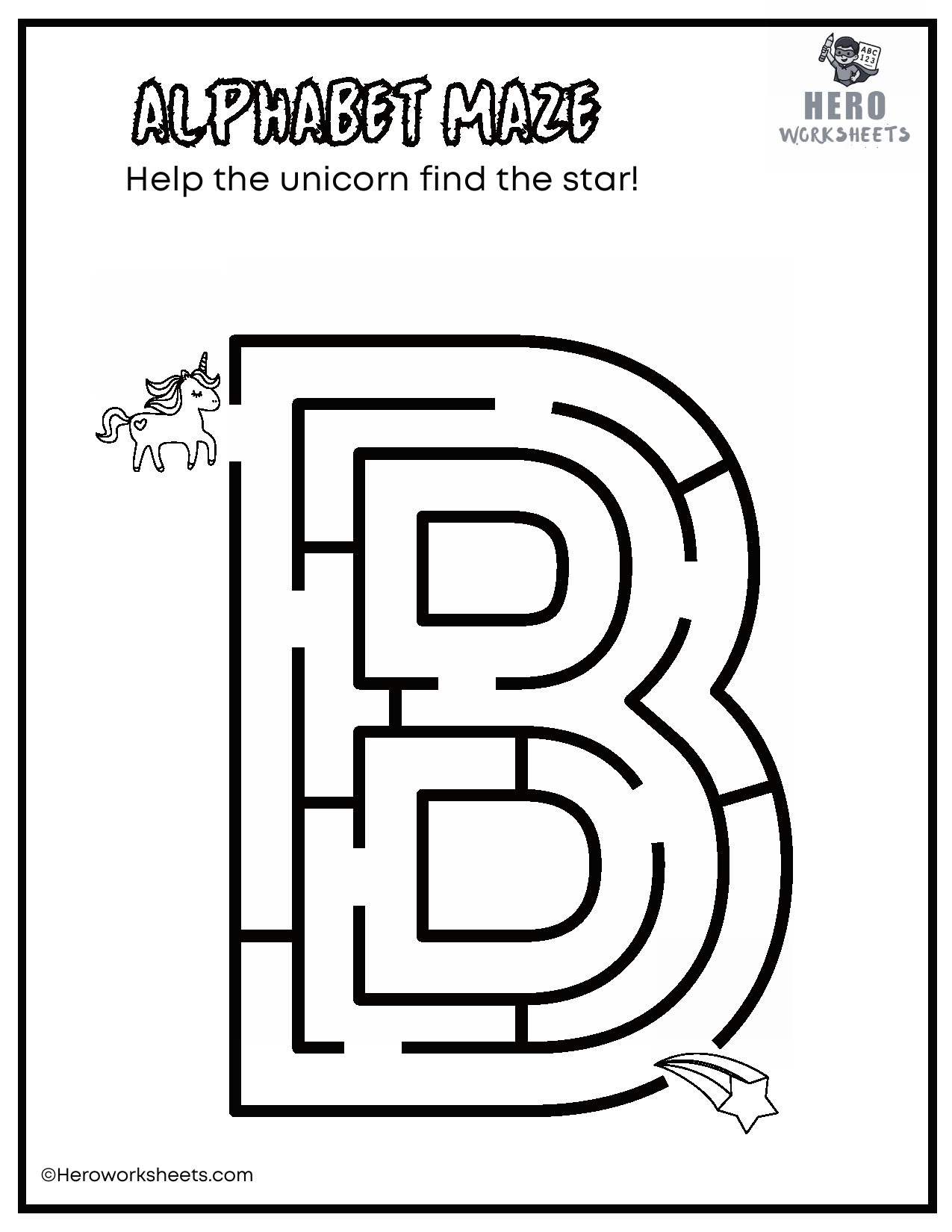 Uppercase Alphabet Mazes Worksheets 3 Uppercase Letter B Maze Worksheet