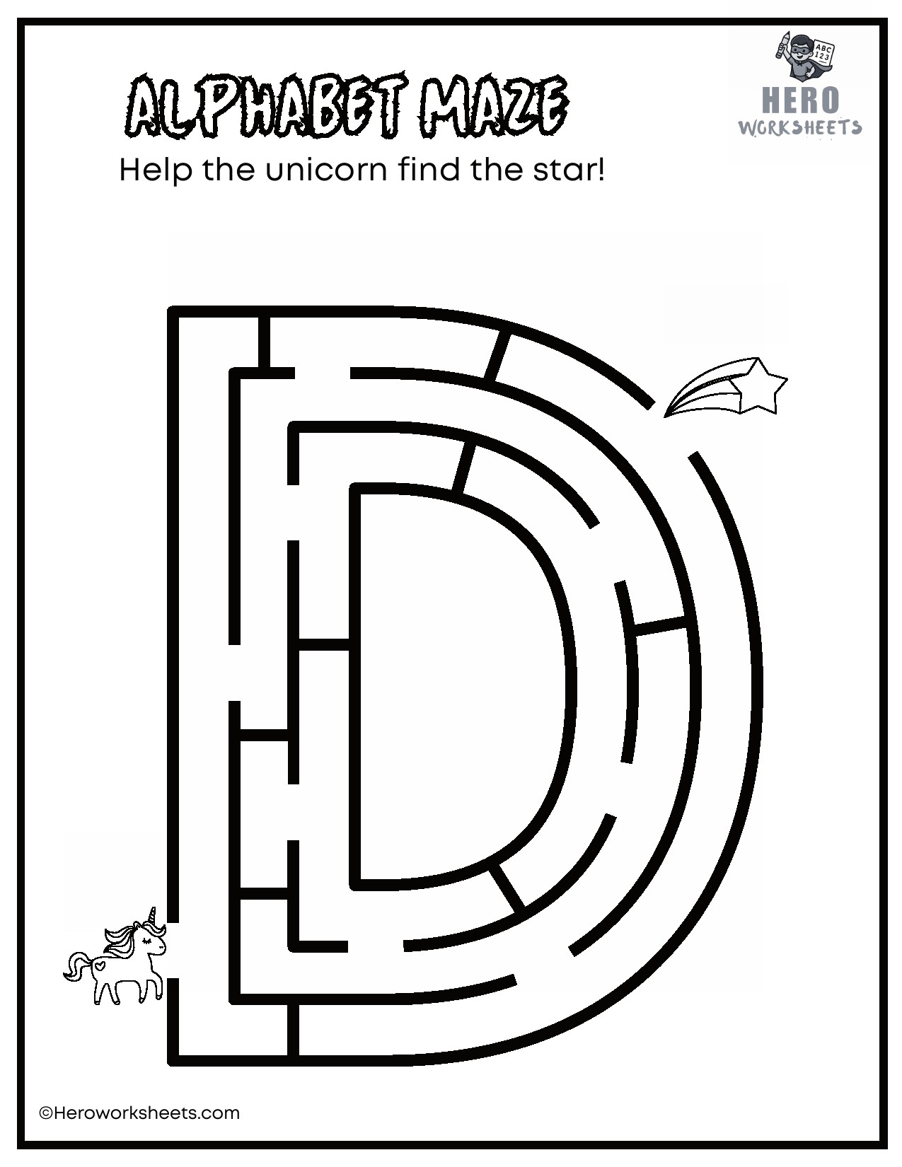 Uppercase Alphabet Mazes Worksheets 5 Uppercase Letter D Maze Worksheet