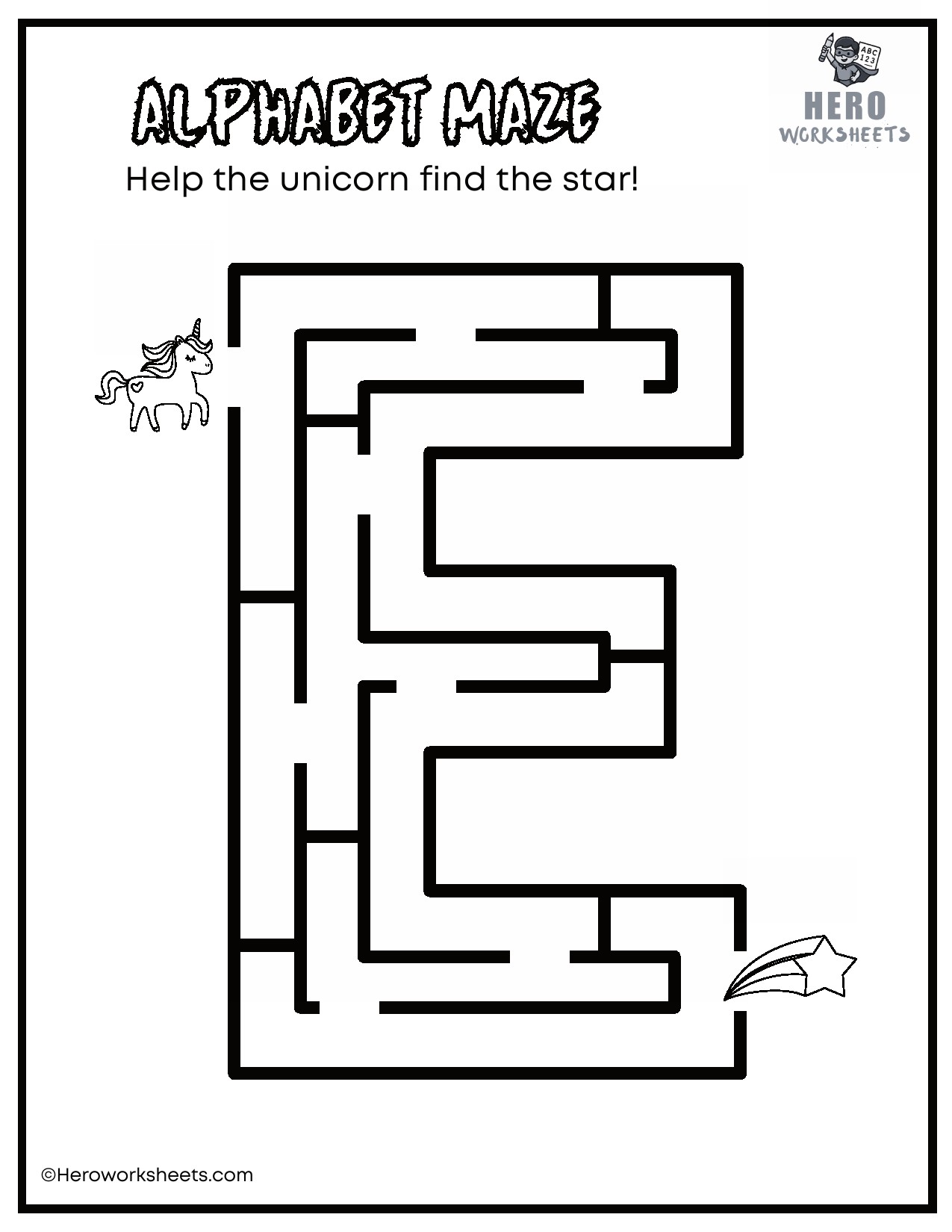 Uppercase Alphabet Mazes Worksheets 6 Uppercase Letter E Maze Worksheet