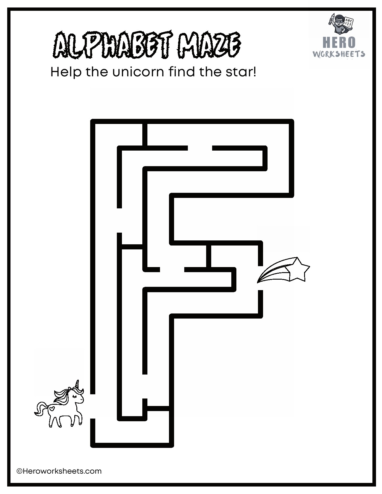 Uppercase Alphabet Mazes Worksheets 7 Uppercase Letter F Maze Worksheet