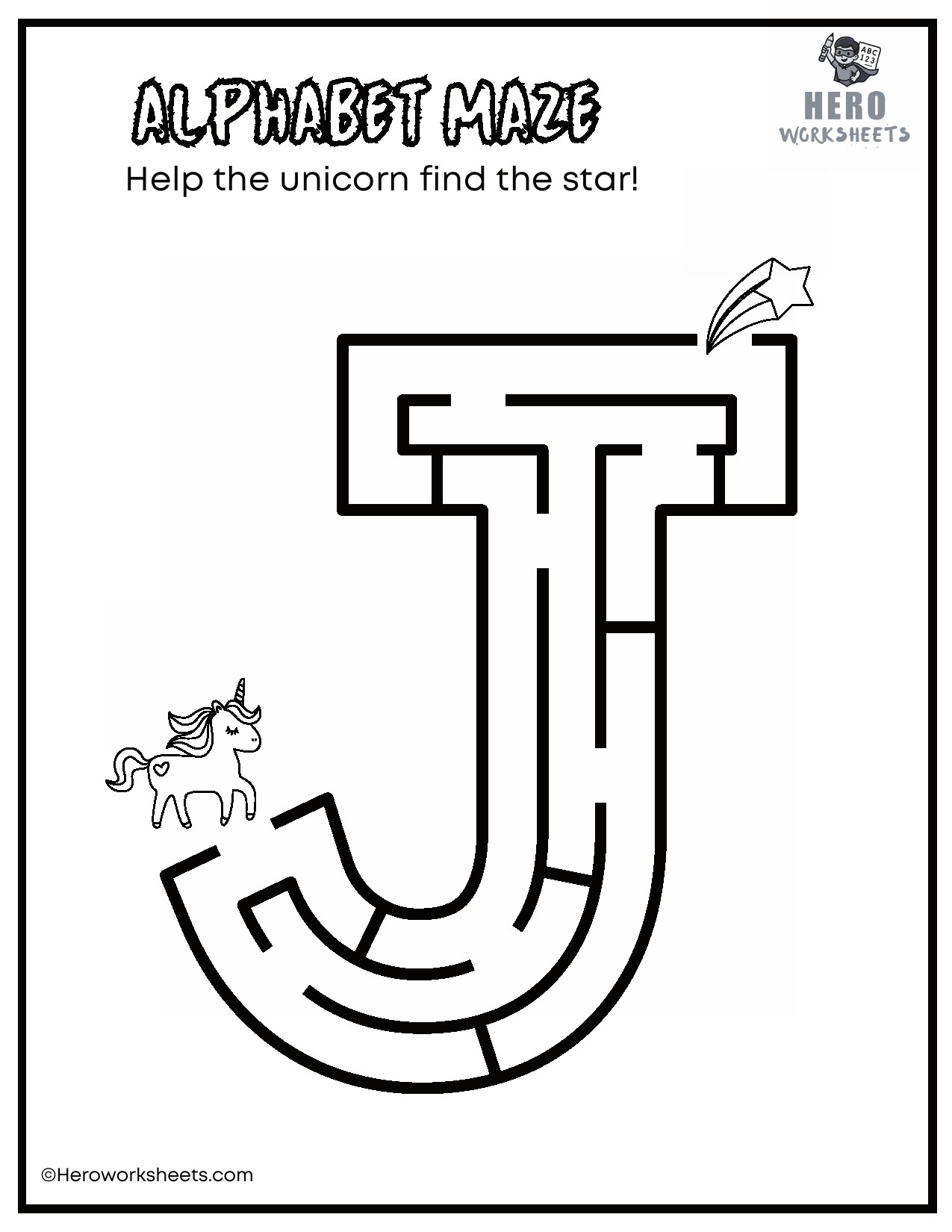 Uppercase Alphabet Mazes Worksheets 11 Uppercase Letter J Maze Worksheet