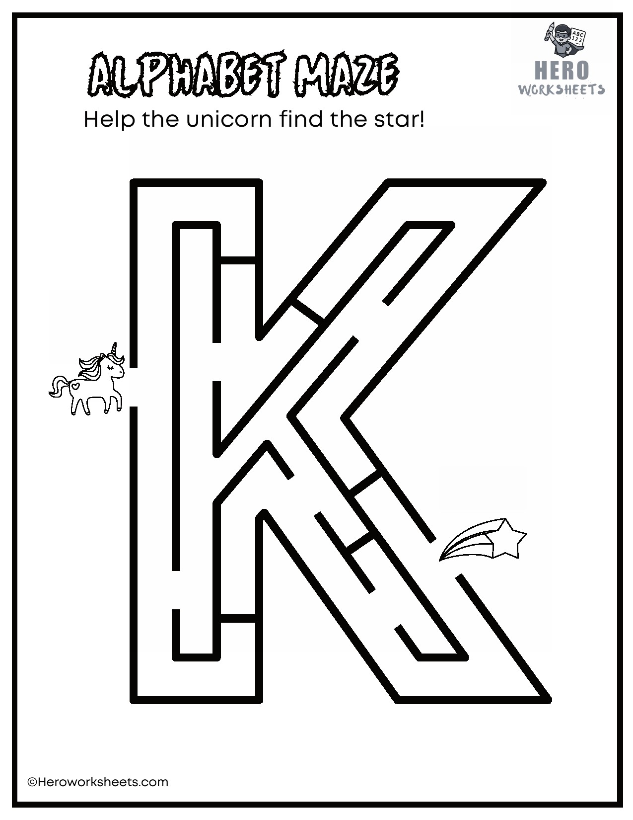 Uppercase Alphabet Mazes Worksheets 12 Uppercase Letter K Maze Worksheet