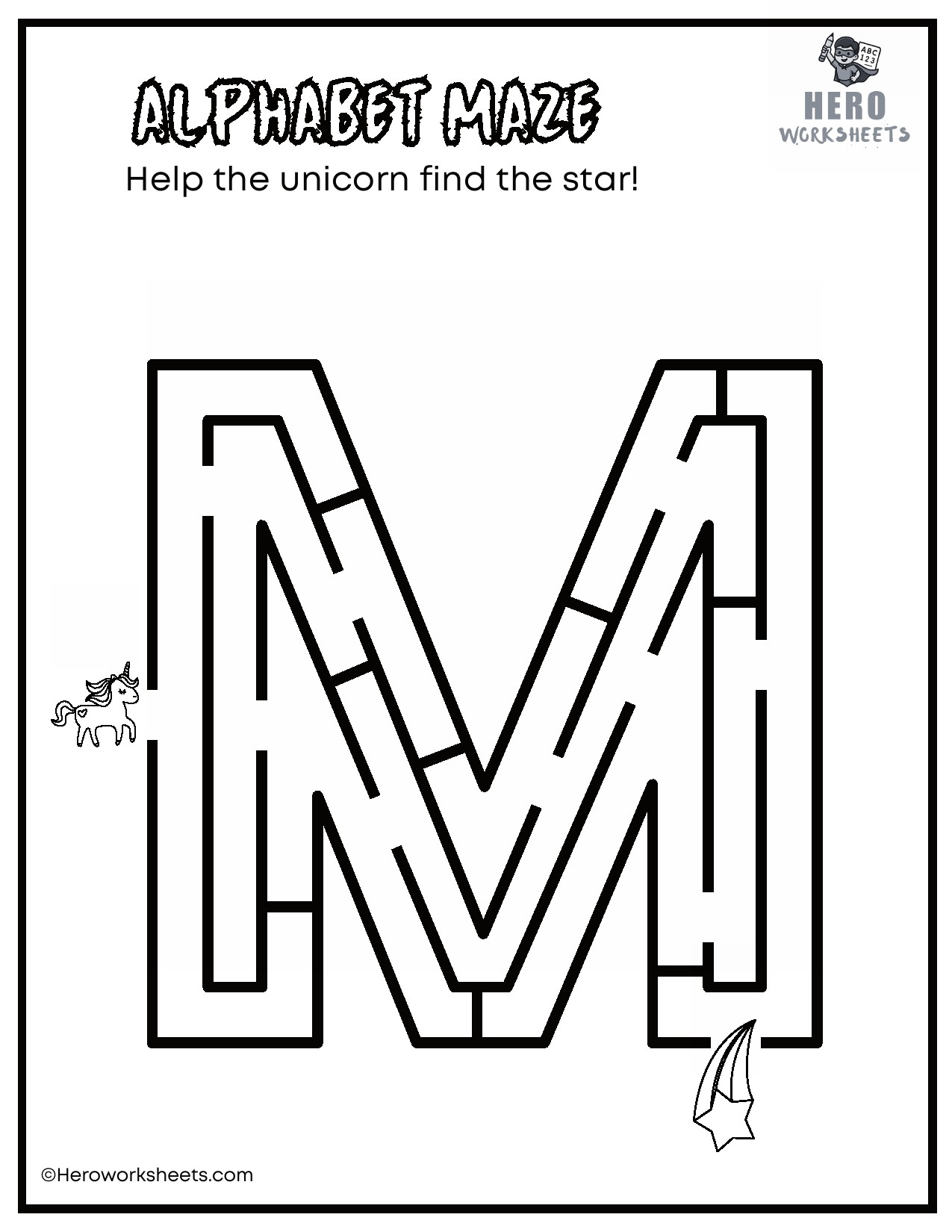 Uppercase Alphabet Mazes Worksheets 14 Uppercase Letter M Maze Worksheet