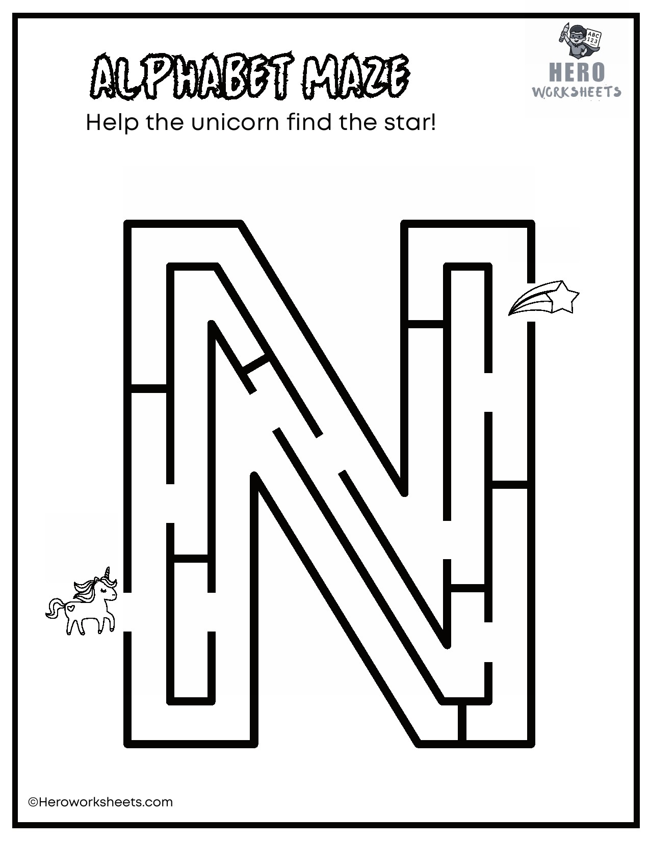 Uppercase Alphabet Mazes Worksheets 15 Uppercase Letter N Maze Worksheet