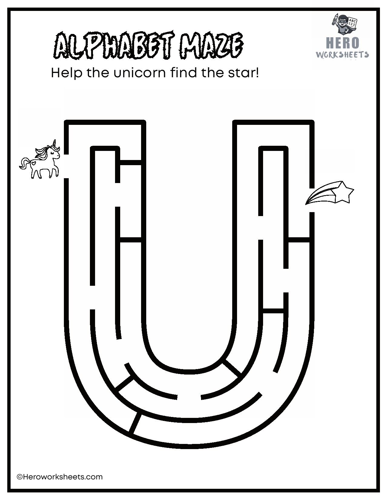 Uppercase Alphabet Mazes Worksheets 22 Uppercase Letter U Maze Worksheet
