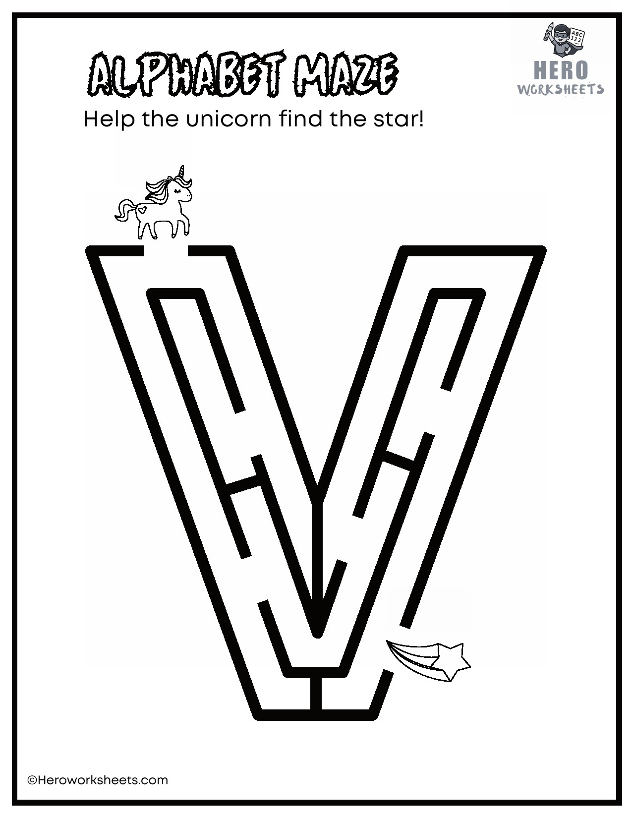 Uppercase Alphabet Mazes Worksheets 23 Uppercase Letter V Maze Worksheet