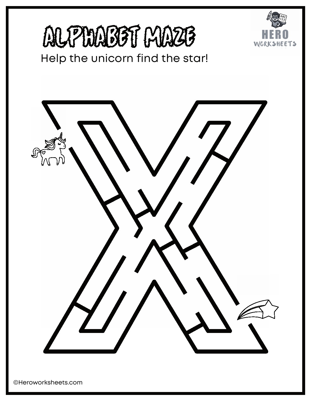 Uppercase Alphabet Mazes Worksheets 25 Uppercase Letter X Maze Worksheet