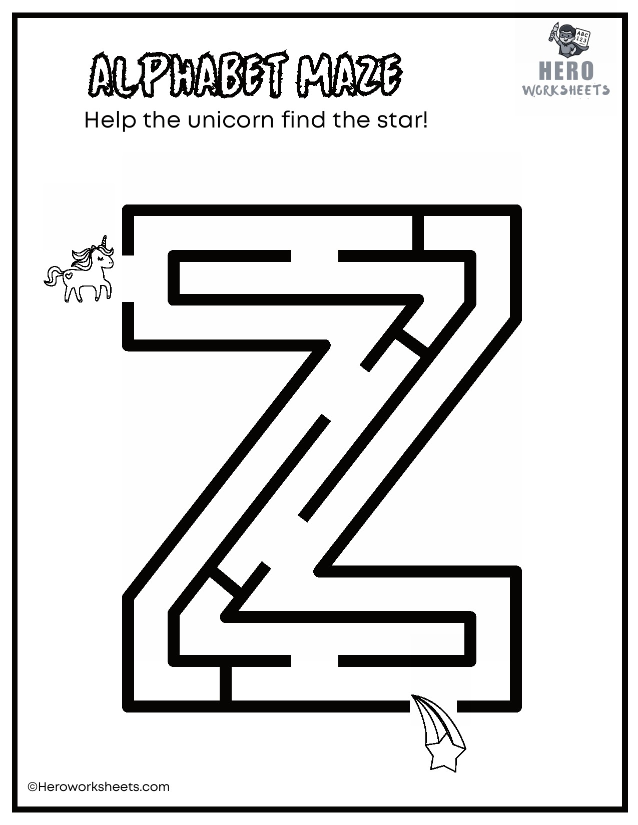 Uppercase Alphabet Mazes Worksheets 27 Uppercase Letter Z Maze Worksheet