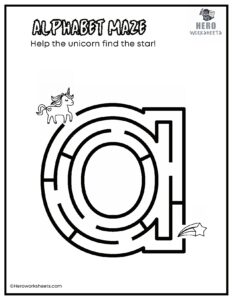 Lowercase Alphabet a Maze Worksheet