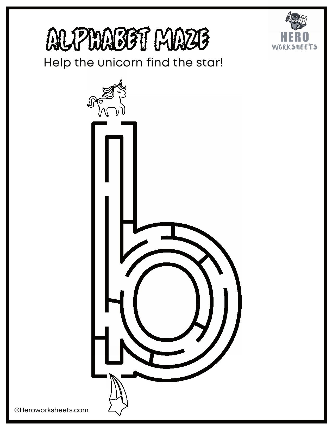 Lowercase Alphabet Mazes Worksheets 3 Lowercase Alphabet b Maze Worksheet