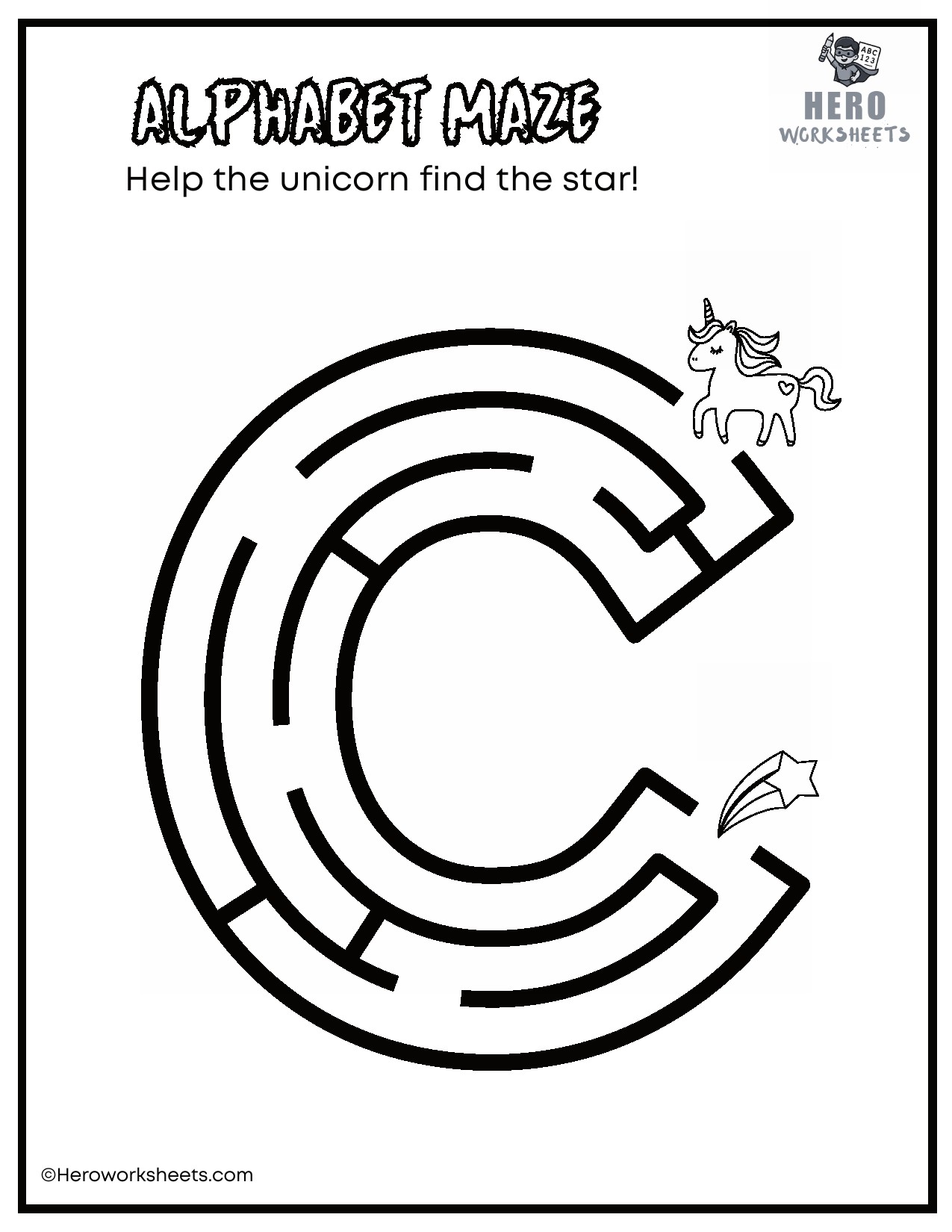 Lowercase Alphabet Mazes Worksheets 4 Lowercase Alphabet c Maze Worksheet