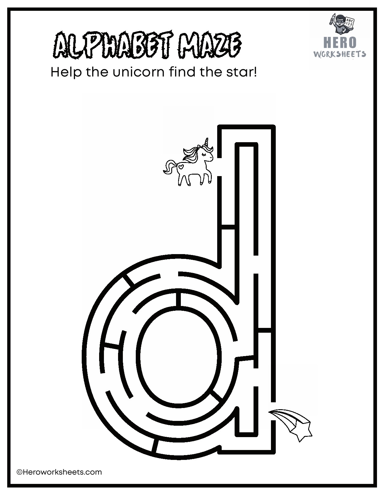 Lowercase Alphabet Mazes Worksheets 5 Lowercase Alphabet d Maze Worksheet