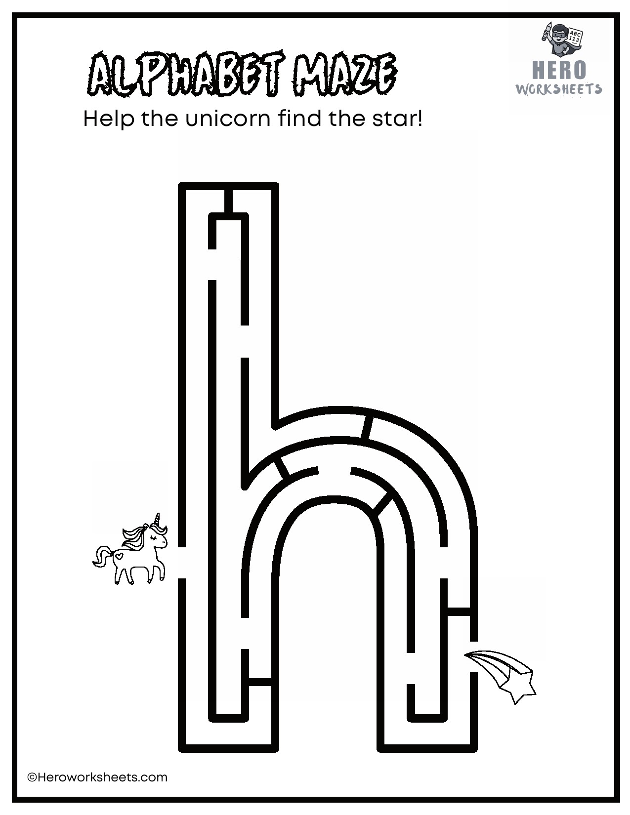Lowercase Alphabet Mazes Worksheets 9 Lowercase Alphabet h Maze Worksheet
