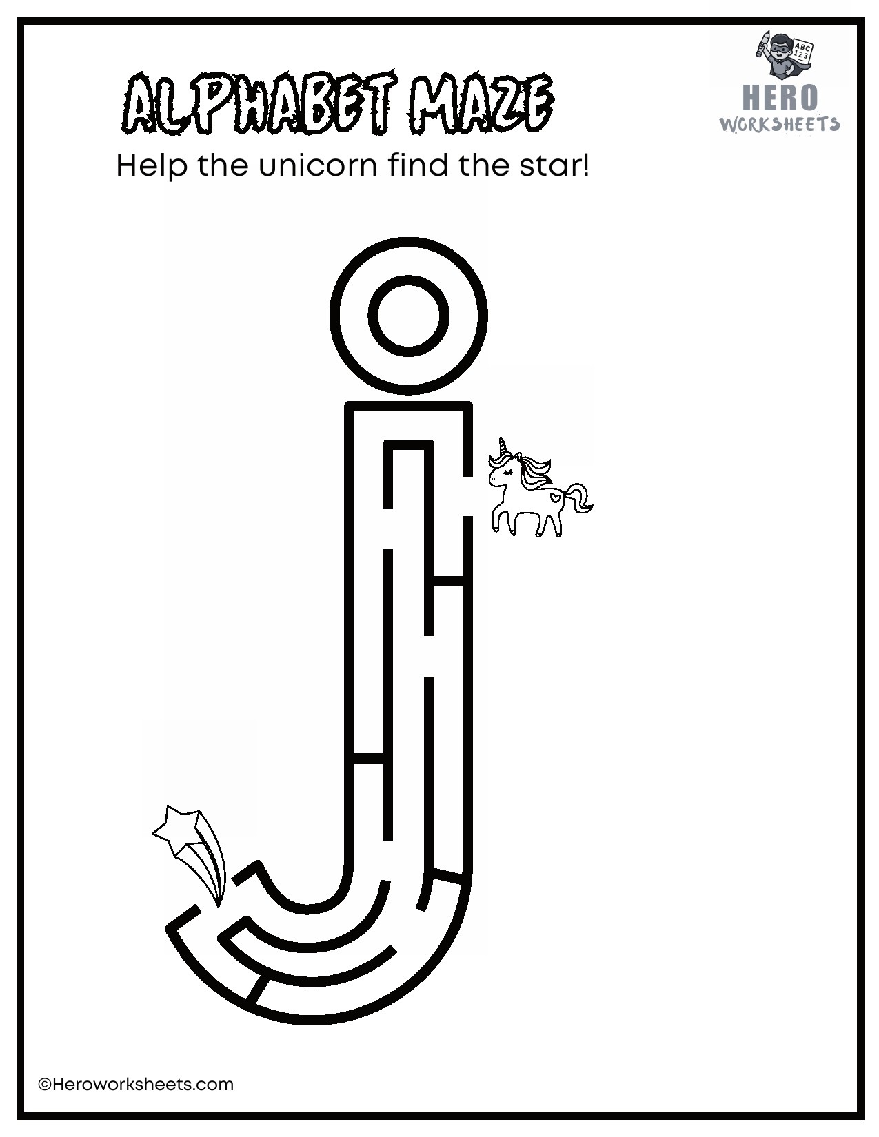 Lowercase Alphabet Mazes Worksheets 11 Lowercase Alphabet j Maze Worksheet