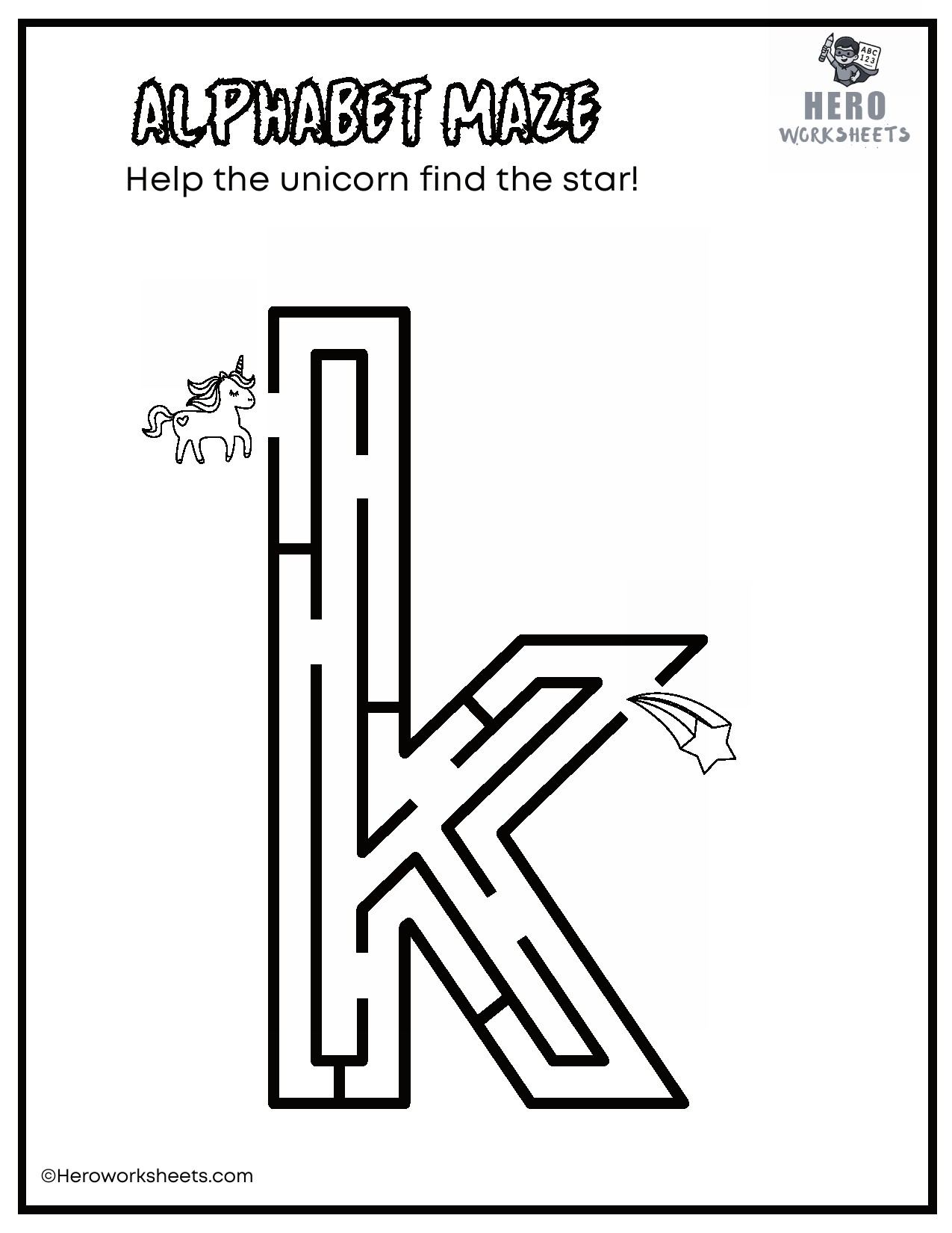 Lowercase Alphabet Mazes Worksheets 12 Lowercase Alphabet k Maze Worksheet