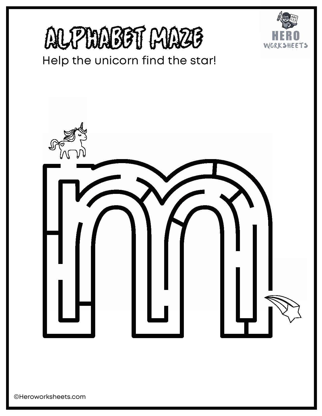 Lowercase Alphabet Mazes Worksheets 14 Lowercase Alphabet m Maze Worksheet