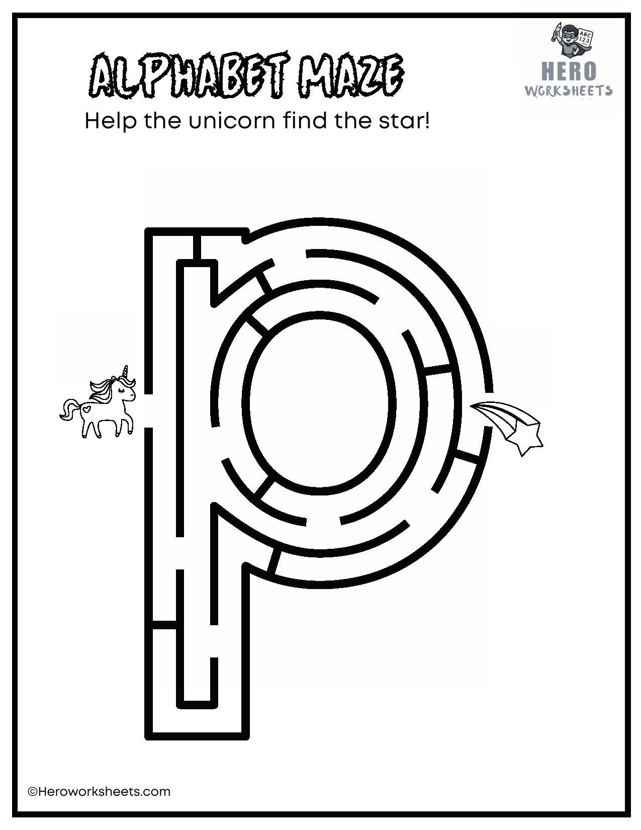 Lowercase Alphabet Mazes Worksheets 17 Lowercase Alphabet p Maze Worksheet