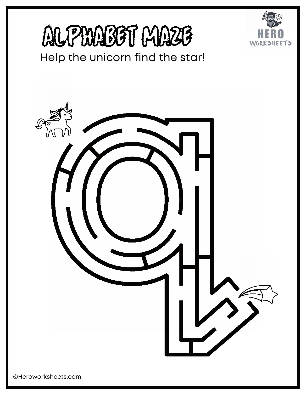Lowercase Alphabet Mazes Worksheets 18 Lowercase Alphabet q Maze Worksheet