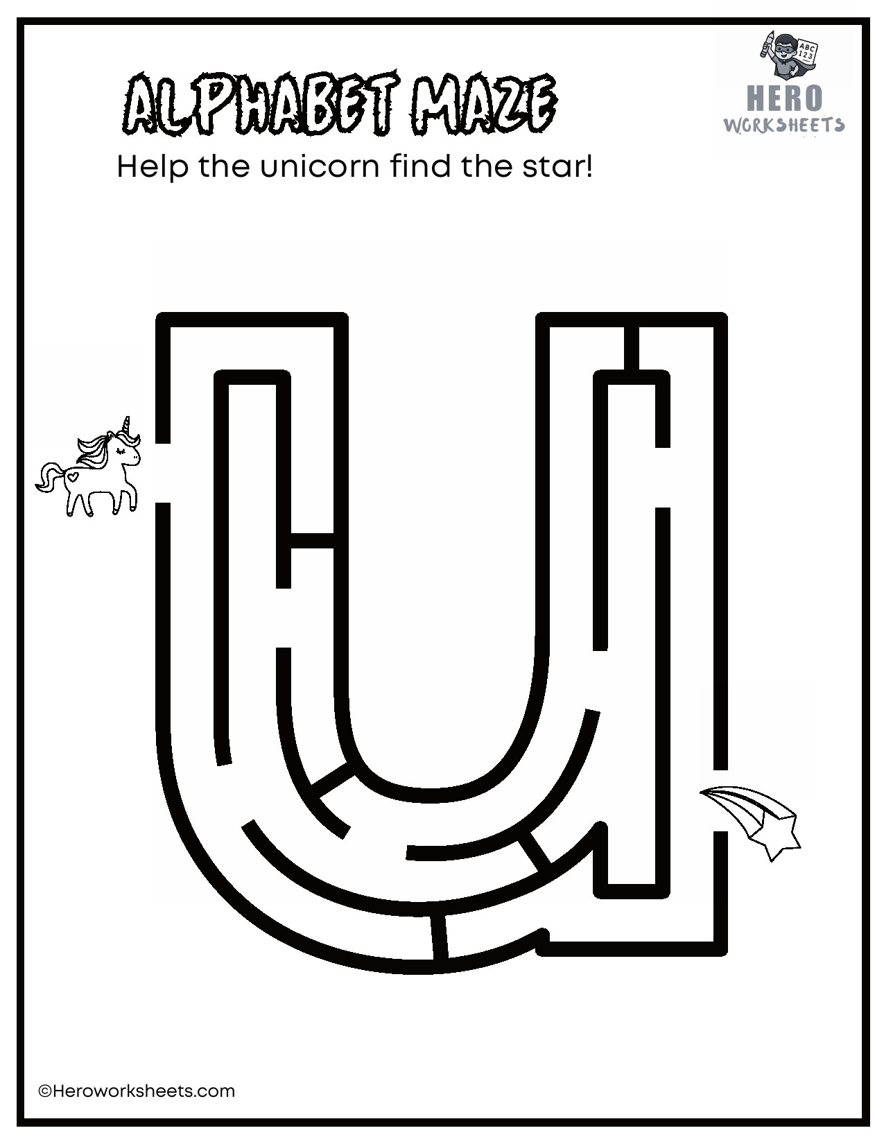 Lowercase Alphabet Mazes Worksheets 22 Lowercase Alphabet u Maze Worksheet