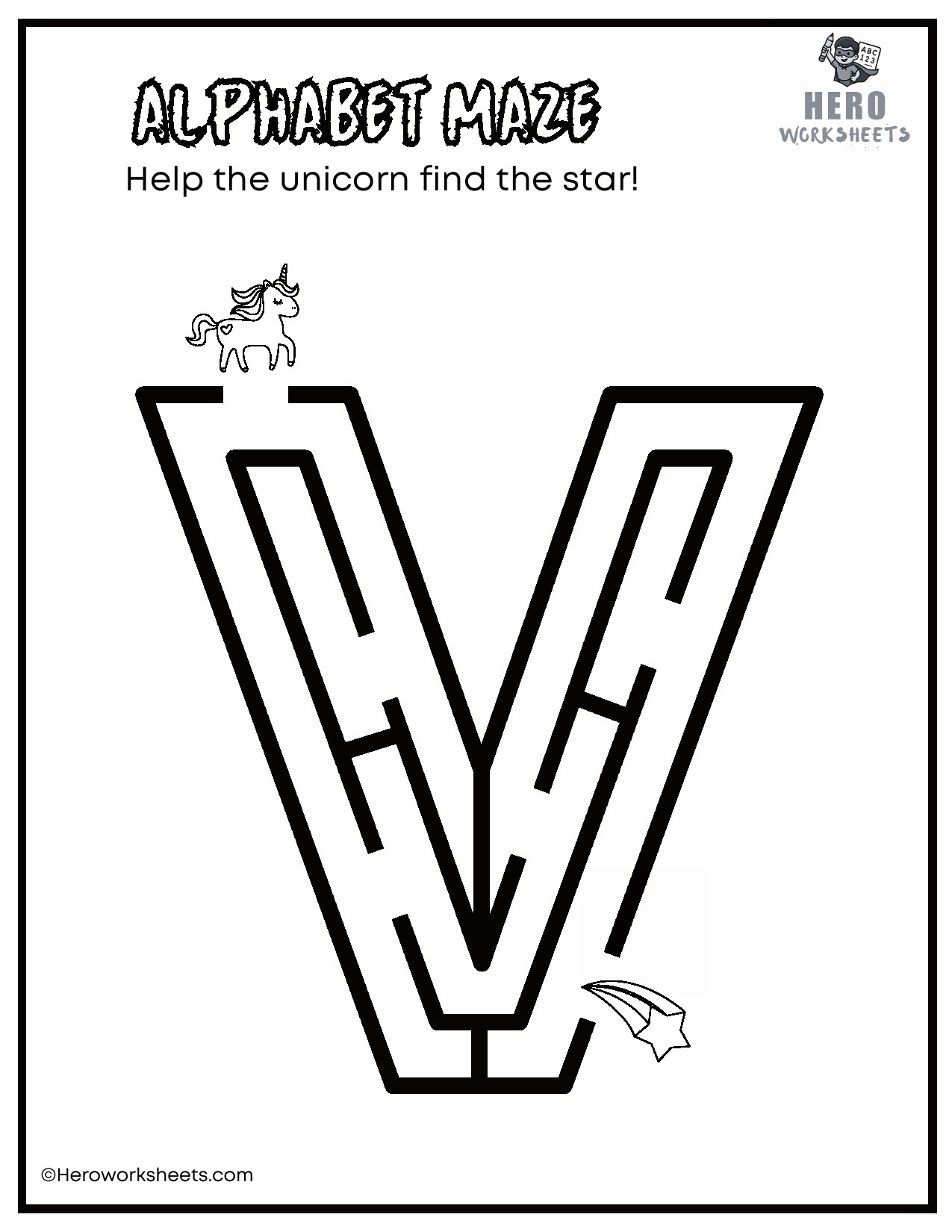 Lowercase Alphabet Mazes Worksheets 23 Lowercase Alphabet v Maze Worksheet