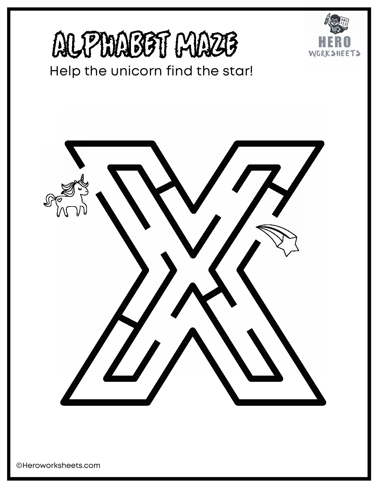 Lowercase Alphabet Mazes Worksheets 25 Lowercase Alphabet x Maze Worksheet