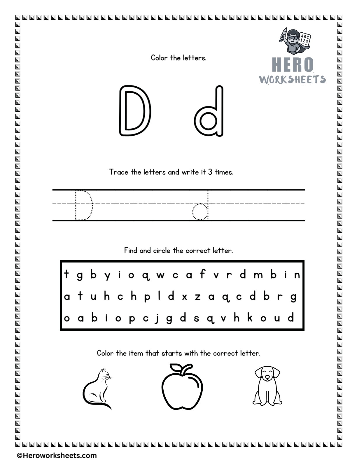 Alphabet Tracing and Coloring Worksheets 5 Alphabet Letter D Tracing and Coloring Worksheets Printable