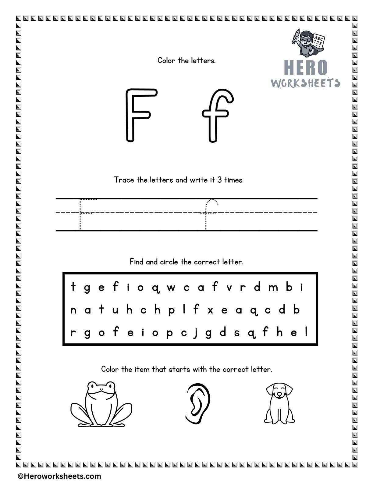 Alphabet Tracing and Coloring Worksheets 7 Alphabet Letter F Tracing and Coloring Worksheets Printable