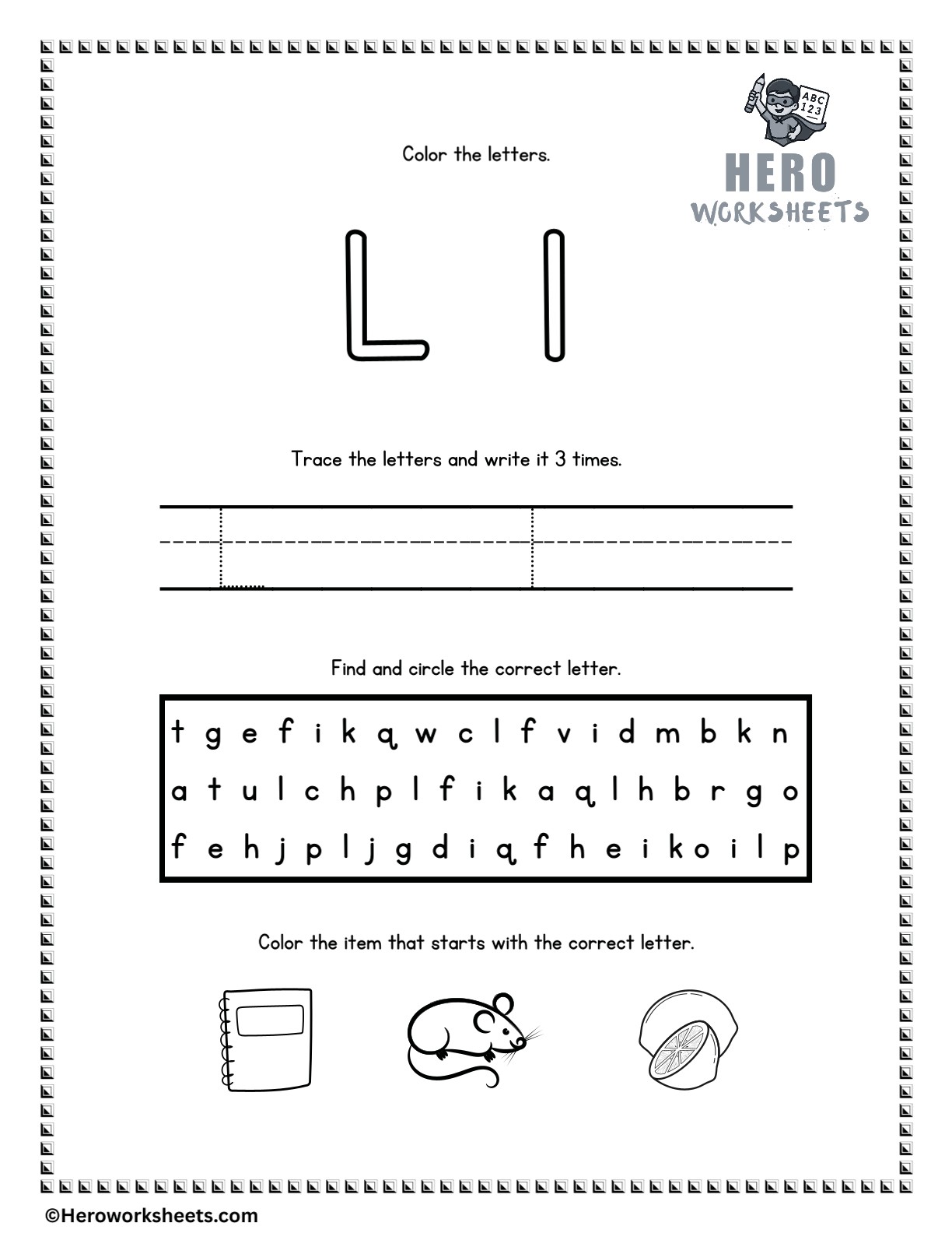 Alphabet Tracing and Coloring Worksheets 13 Alphabet Letter L Tracing and Coloring Worksheets Printable