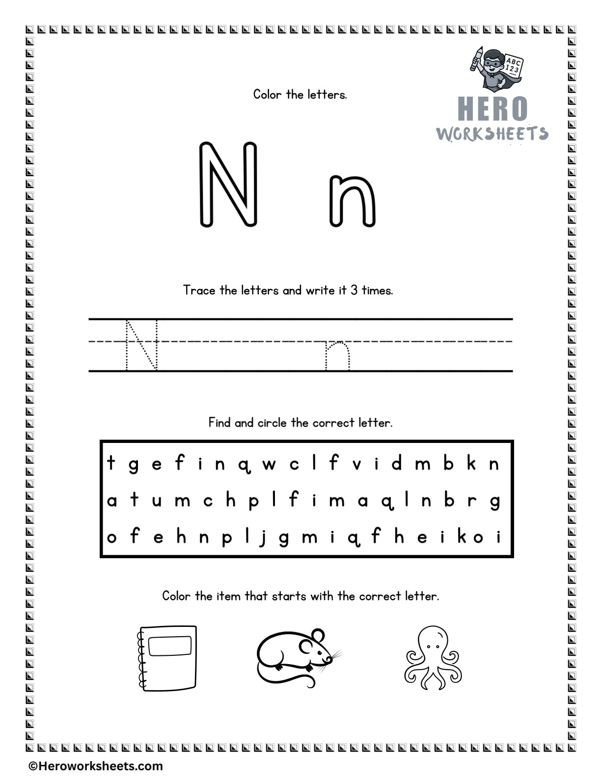 Alphabet Tracing and Coloring Worksheets 15 Alphabet Letter N Tracing and Coloring Worksheets Printable