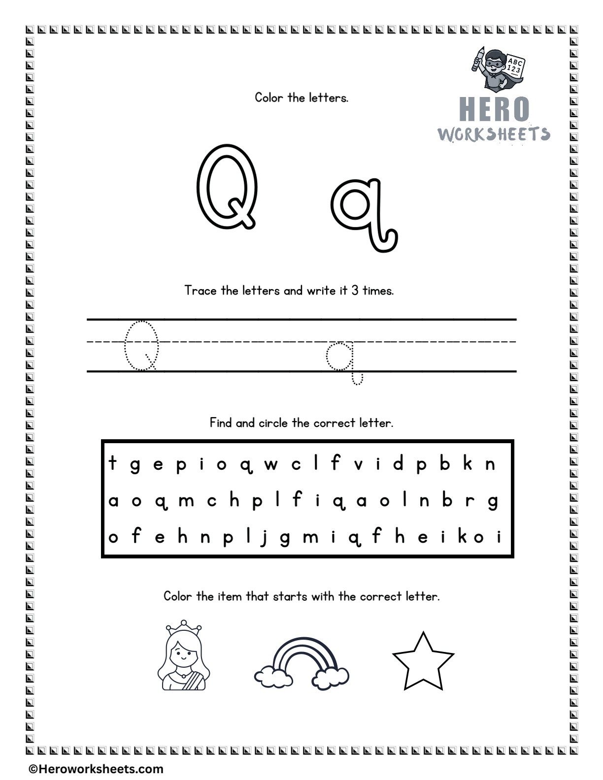 Alphabet Tracing and Coloring Worksheets 18 Alphabet Letter Q Tracing and Coloring Worksheets Printable