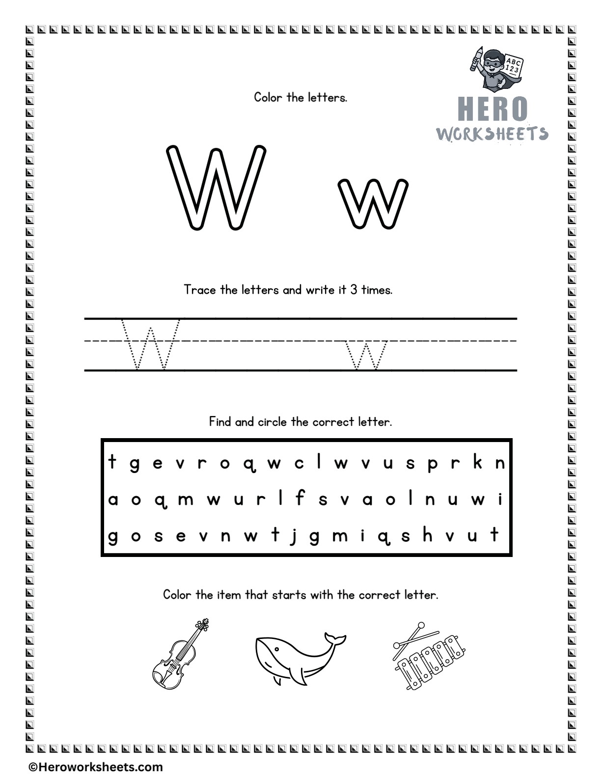 Alphabet Tracing and Coloring Worksheets 24 Alphabet Letter W Tracing and Coloring Worksheets Printable