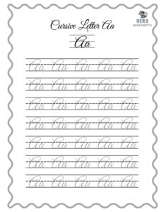 Alphabet Cursive Writing Letter A Worksheet