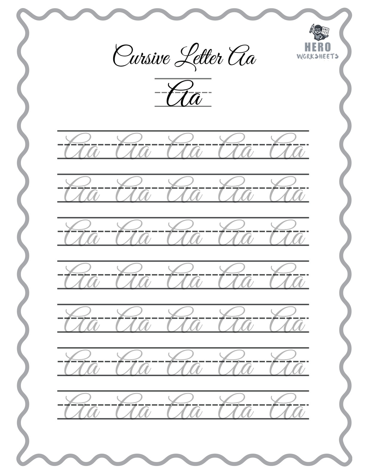Alphabet Cursive Writing Letter A Worksheet