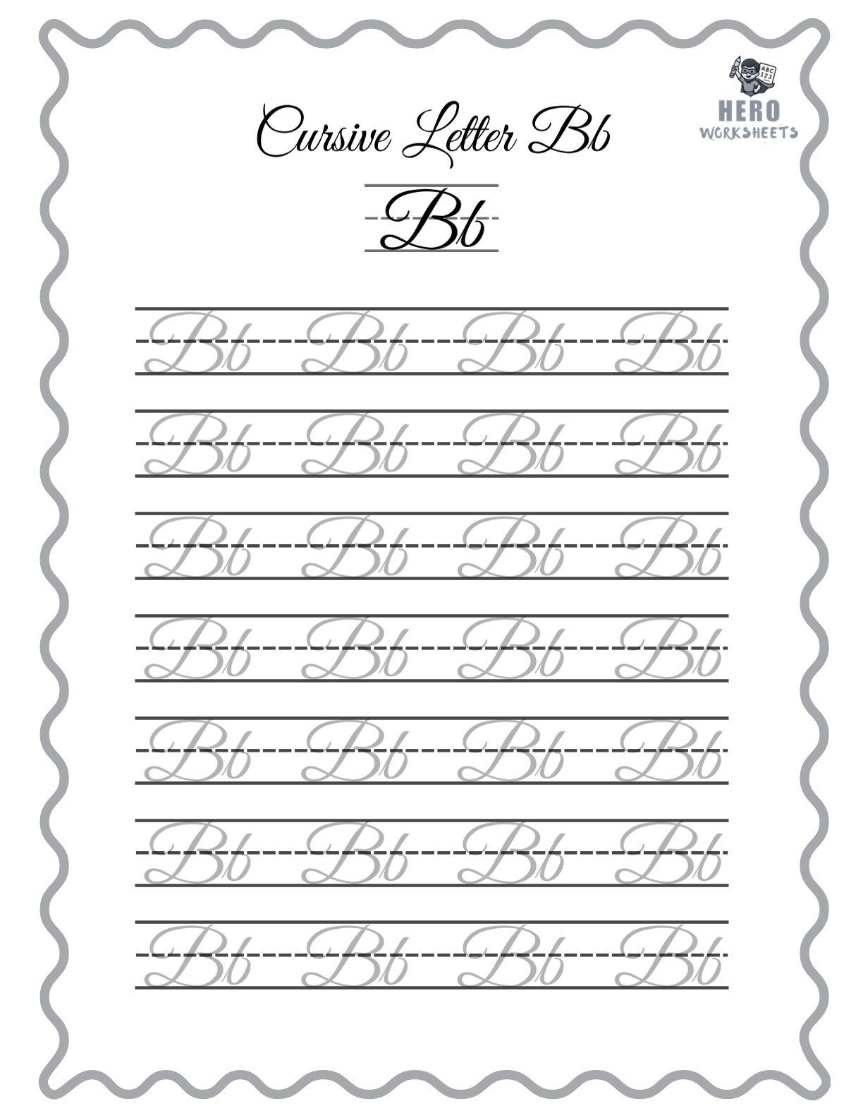 Alphabet Cursive Writing Letter B Worksheet